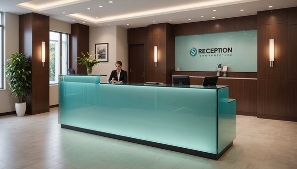 Comptoir d'accueil en verre trempé : élégance et praticité réunies